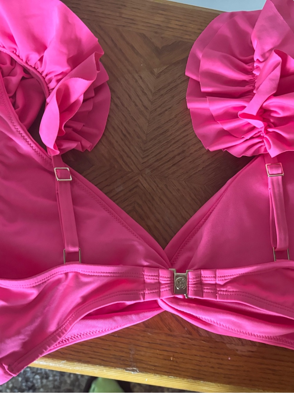 Bright Hot Pink Ruffled Lilly Pulitzer Bikini Top size 10 - Picture 2 of 3